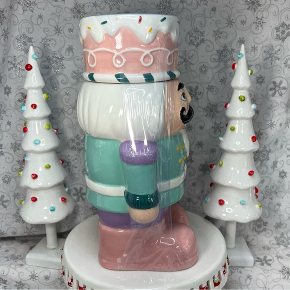 Pastel Christmas Sweet Treat Solider Nutcracker w/ Peppermint Belt Cookie Jar - Picture 4 of 9